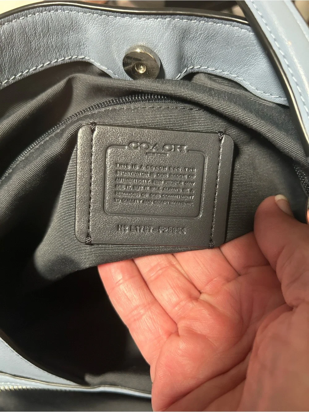 Coach Lexy “Blue Pool” Color Embossed Signature Leather Shoulder Bag-Nice!